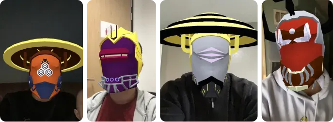 The Snap Lens AR filter: wear your own Primobot's head on a video call.