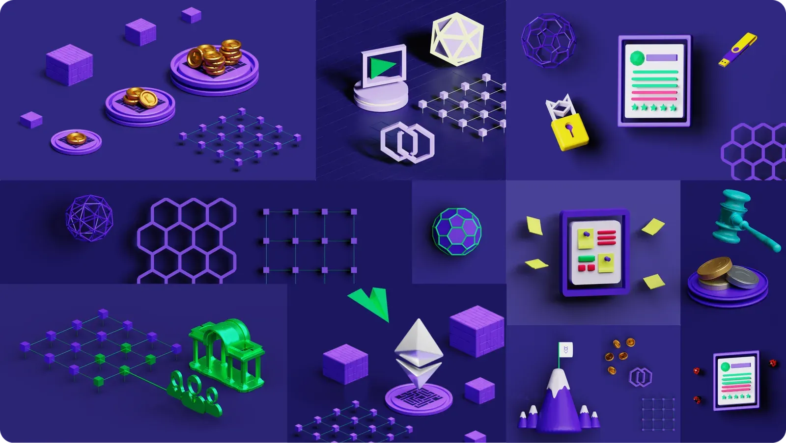 3D-grafik gjord för nyhetsbrevets header, sedan återanvänd på omslag, miniatyrer och event.